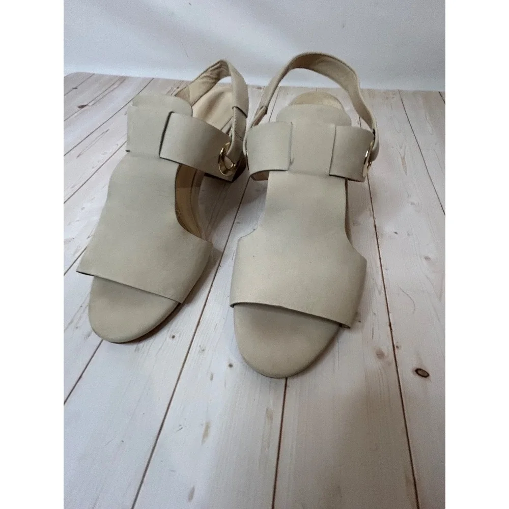 Cole Haan Sandal Heels Bone Leather Open Toe Slingback Grand Series Womens US 8M